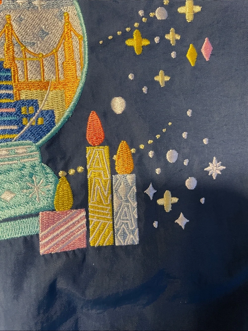 ANA + Ball & Chain Colab-Navy Tote with Pastel Embroidered Lantern